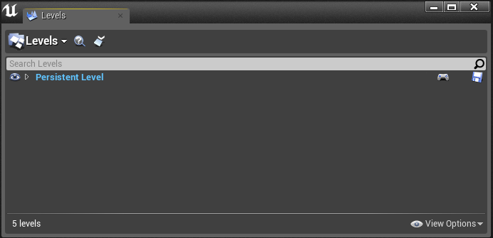 UE4 Levels Window.png
