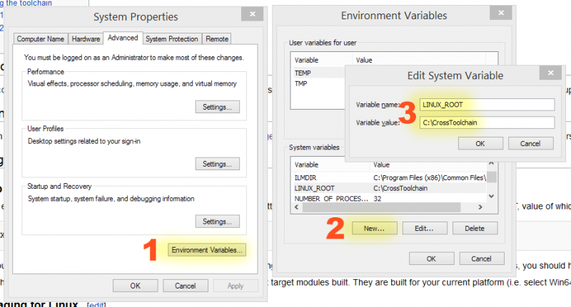 Setting Windows Environment Variable LINUX_ROOT