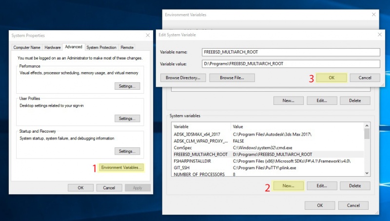 Setting Windows Environment Variable FREEBSD_MULTIARCH_ROOT